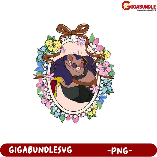 Colorful Cartoon Character Floral Frame PNG Download for Crafts