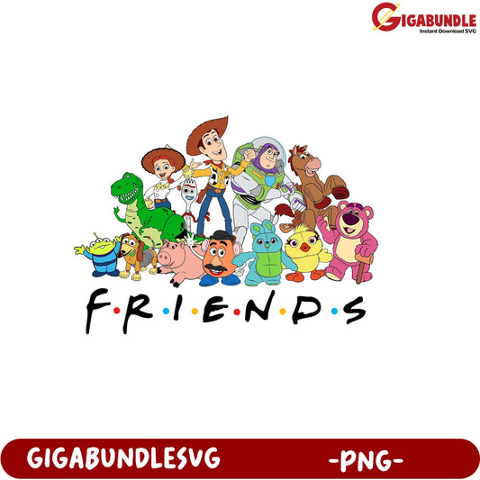 Colorful Cartoon Characters Friends Group PNG Product Downloadable Art