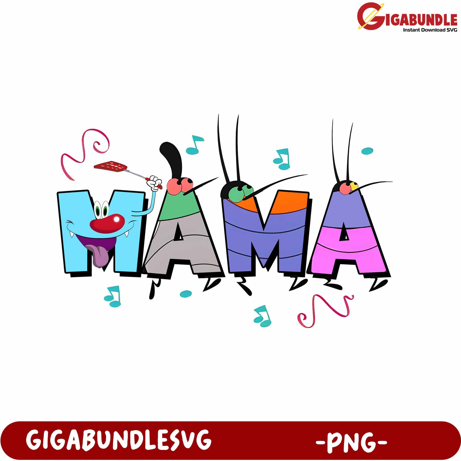 Colorful Cartoon Mama Letters PNG for Fun Designs and Crafts