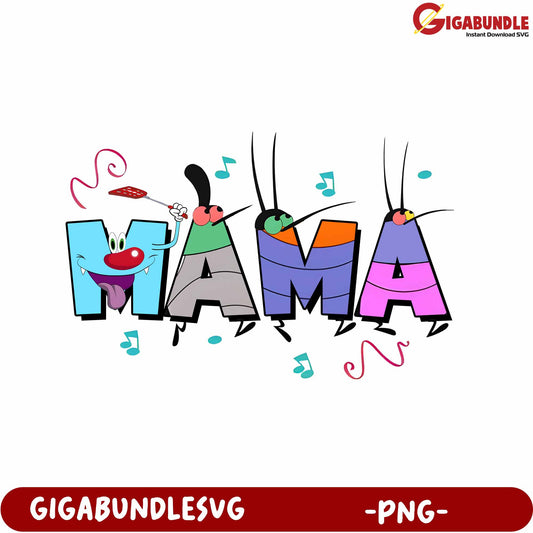 Colorful Cartoon Mama Letters PNG for Fun Designs and Crafts