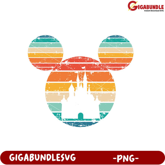 Colorful Castle Mickey Mouse Silhouette PNG Product Download