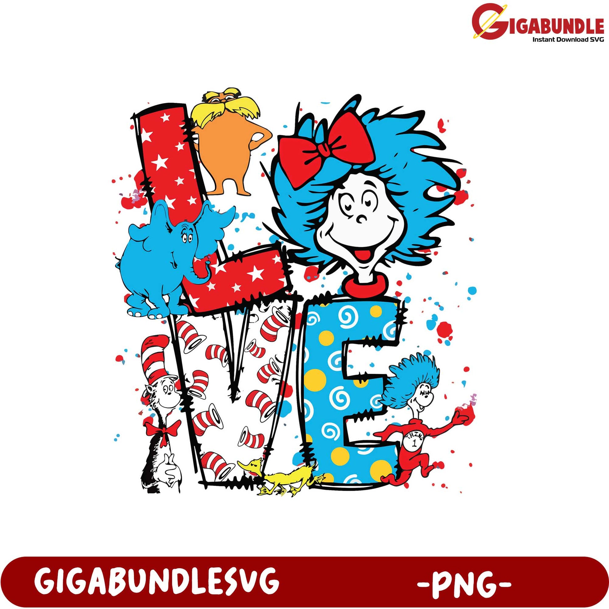 Colorful Cat in the Hat Love Design - Fun PNG for Kids' Crafts