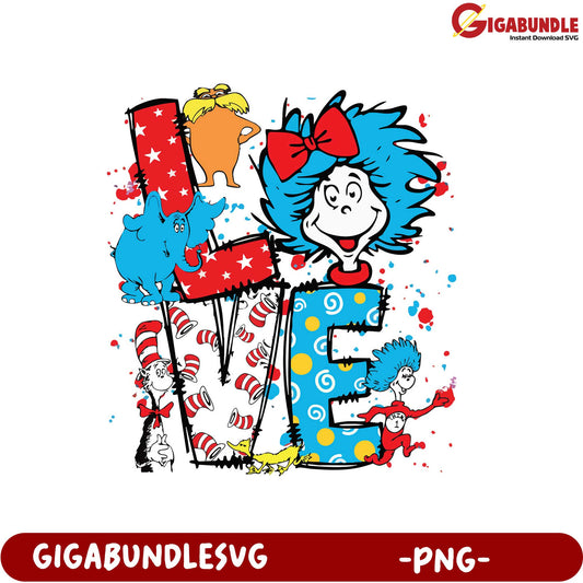 Colorful Cat in the Hat Love Design - Fun PNG for Kids' Crafts