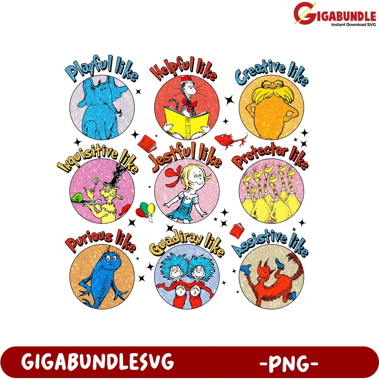 Colorful Character Traits PNG Design for Kids Crafts - Fun Art