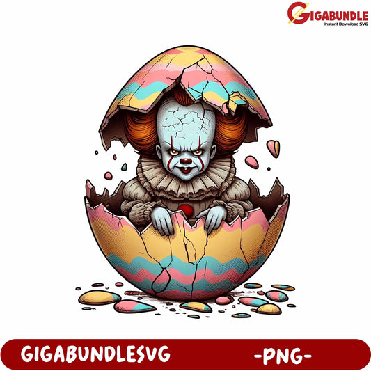 Colorful Clown Emerging from Cracked Egg - PNG Download