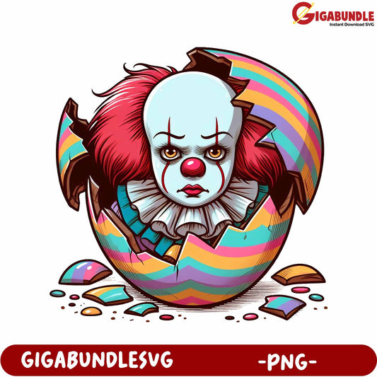 Colorful Clown Emerging from Egg - Distinctive PNG Art Design