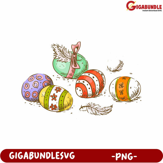Colorful Decorative Easter Eggs PNG for Creative Projects