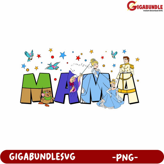 Colorful Disney Mama Design with Characters - PNG Format