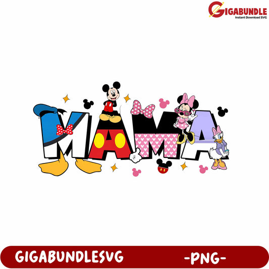 Colorful Disney Mama Design with Characters in PNG Format