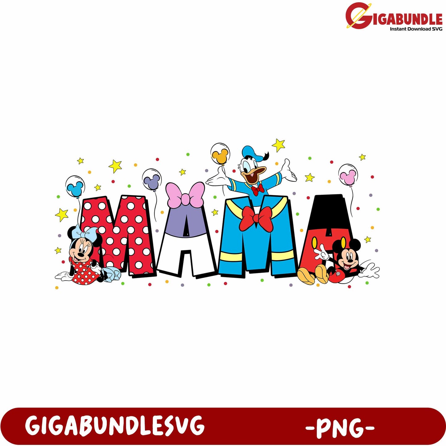 Colorful Disney Themed Mama Design for PNG Print Graphics