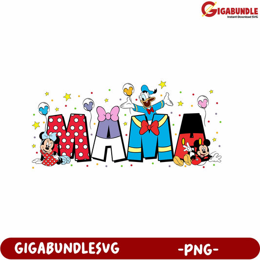 Colorful Disney Themed Mama Design for PNG Print Graphics