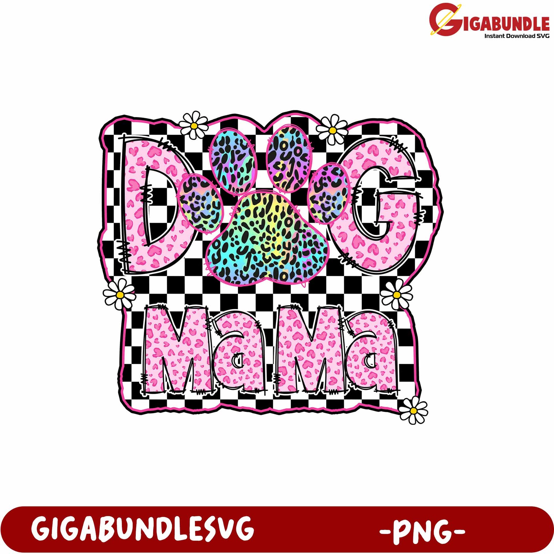 Colorful Dog Mama Design with Paw Print for Pet Lovers PNG File