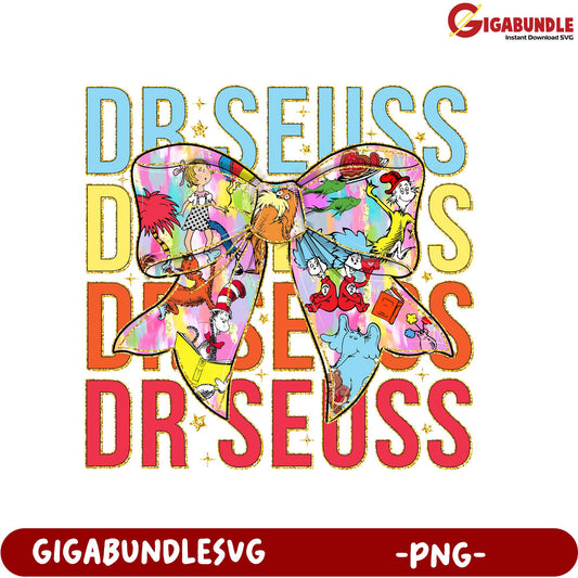 Colorful Dr. Seuss Bow PNG Design for Fun Creative Projects