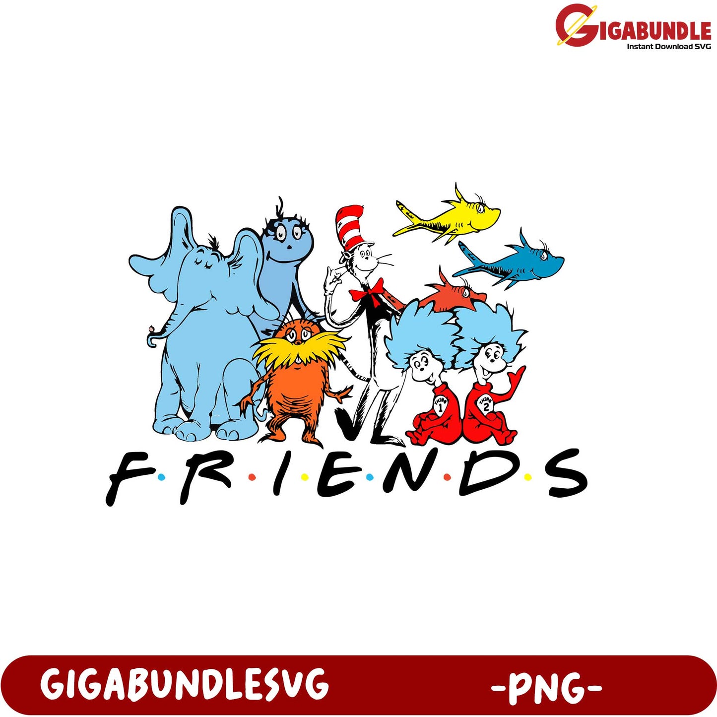 Colorful Dr. Seuss Friends PNG Design for Fun Projects