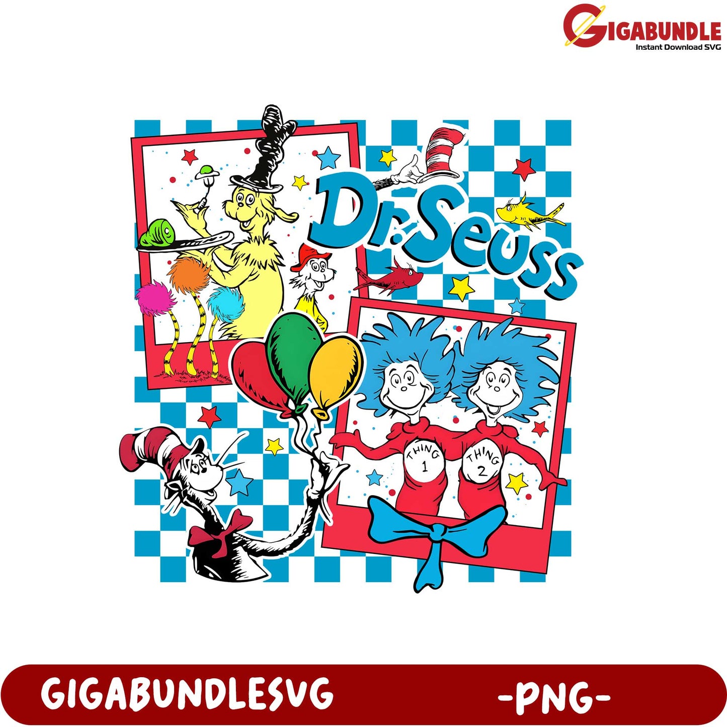 Colorful Dr. Seuss PNG Artwork for Kids' Party Decor Fun