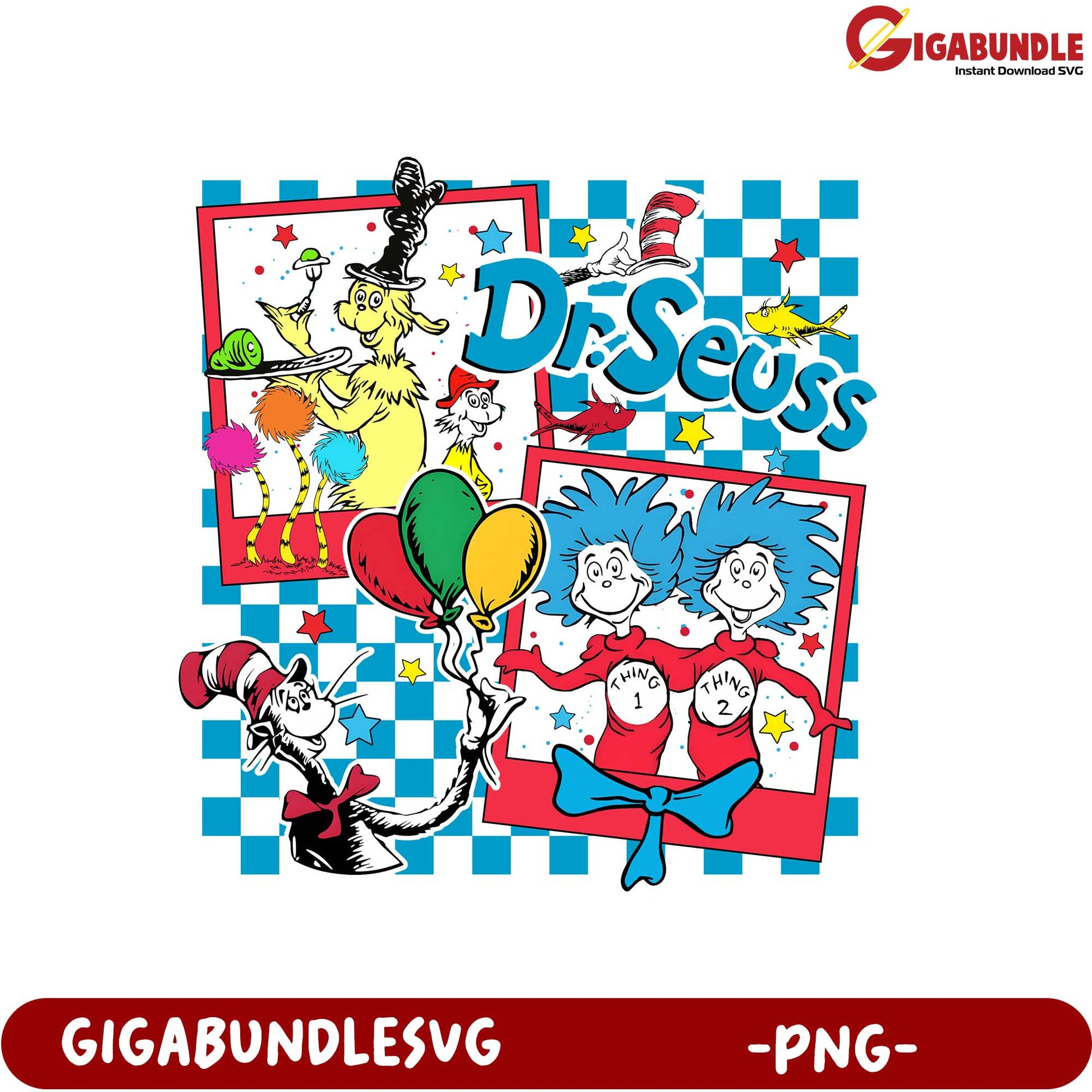 Colorful Dr. Seuss PNG Artwork for Kids' Party Decor Fun
