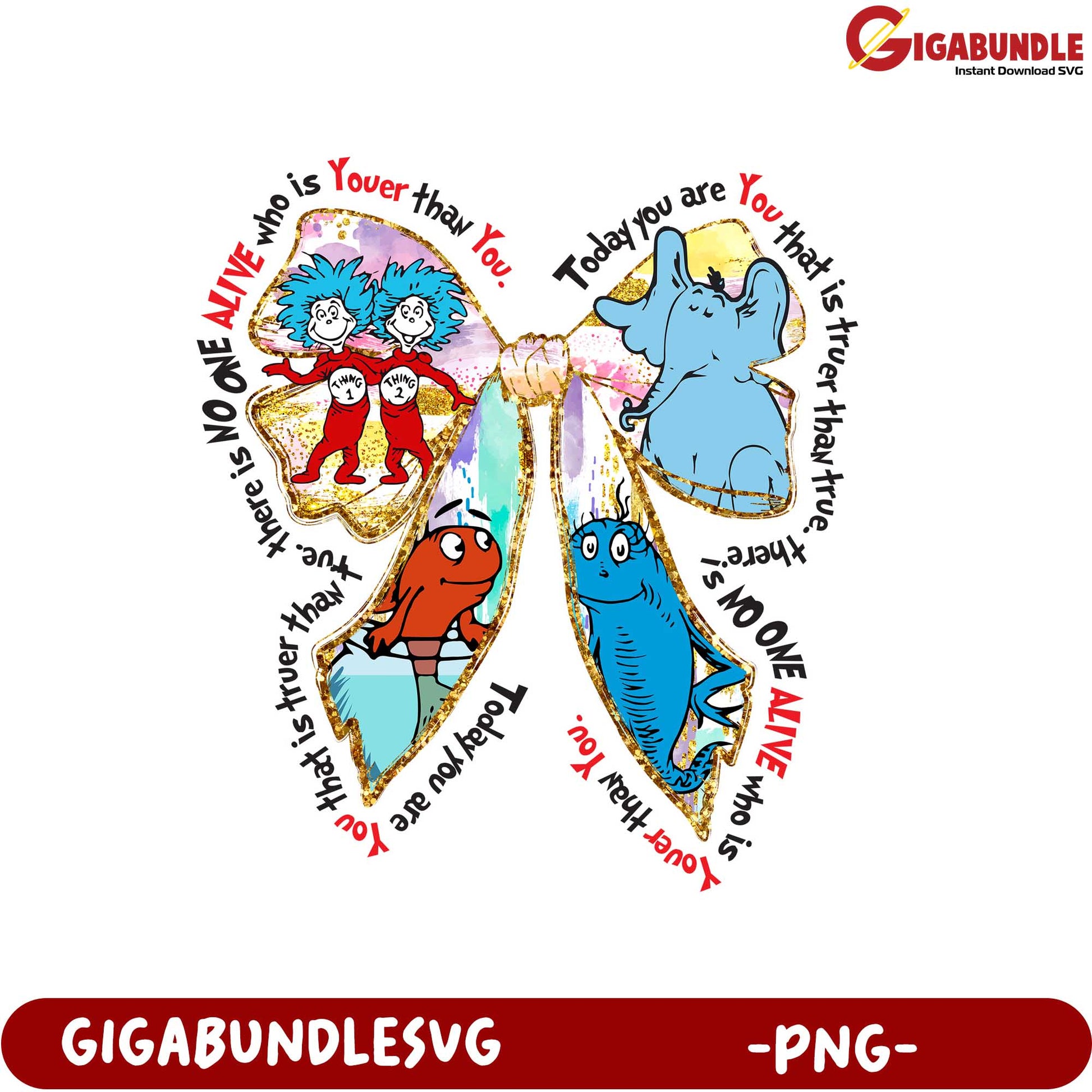 Colorful Dr. Seuss Quote PNG Featuring Whimsical Characters