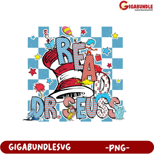 Colorful Dr. Seuss Read Design PNG for Fun Kids' Decor