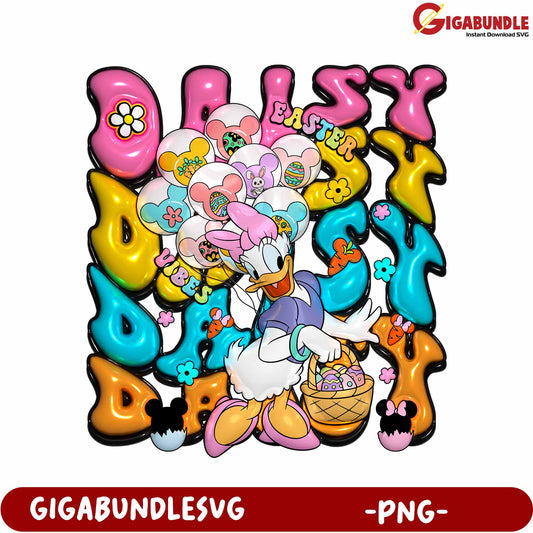Colorful Easter Balloon Design Featuring Daisy Duck - PNG Download