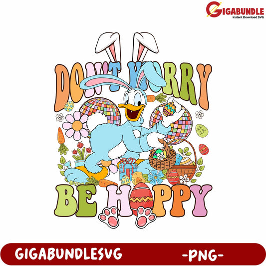 Colorful Easter Bunny Design - Don't Worry Be Happy PNG