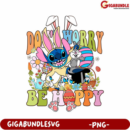 Colorful Easter Bunny Design with Catchy Quote - PNG Format