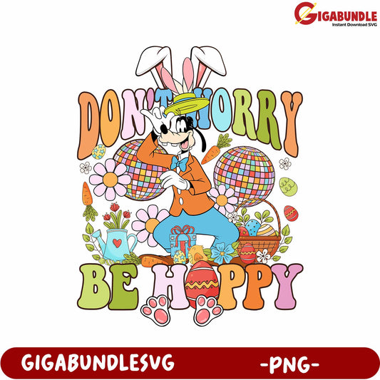 Colorful Easter Bunny Design with Joyful Message - PNG Art