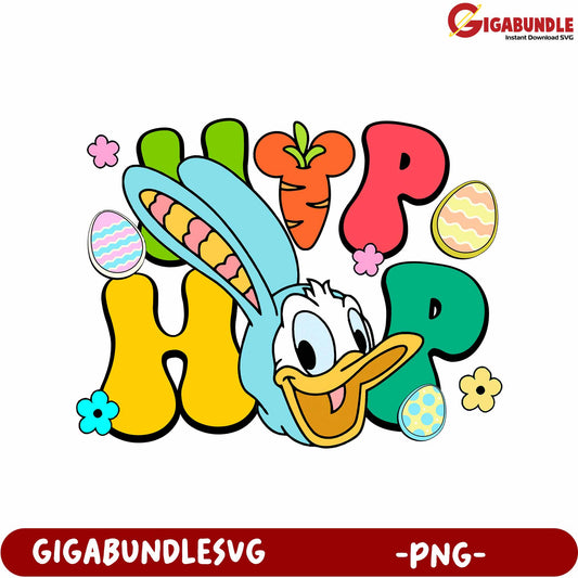 Colorful Easter Bunny Design with Text for PNG Download