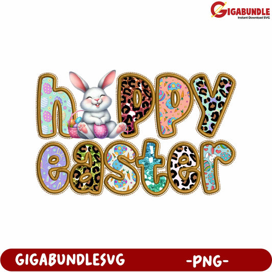 Colorful Easter Bunny Happy Easter PNG for Creative Projects
