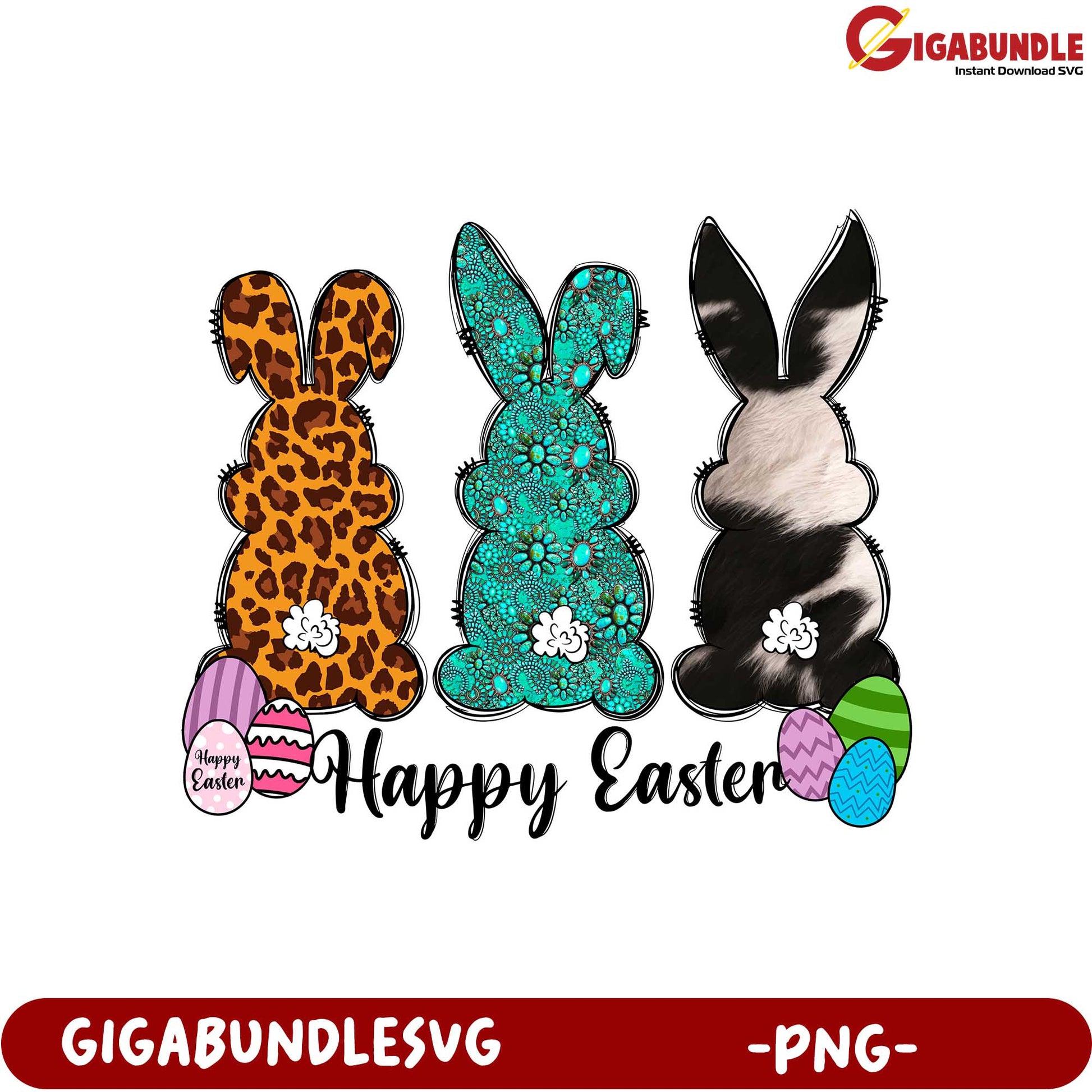 Colorful Easter Bunny PNG Design for Spring Celebrations