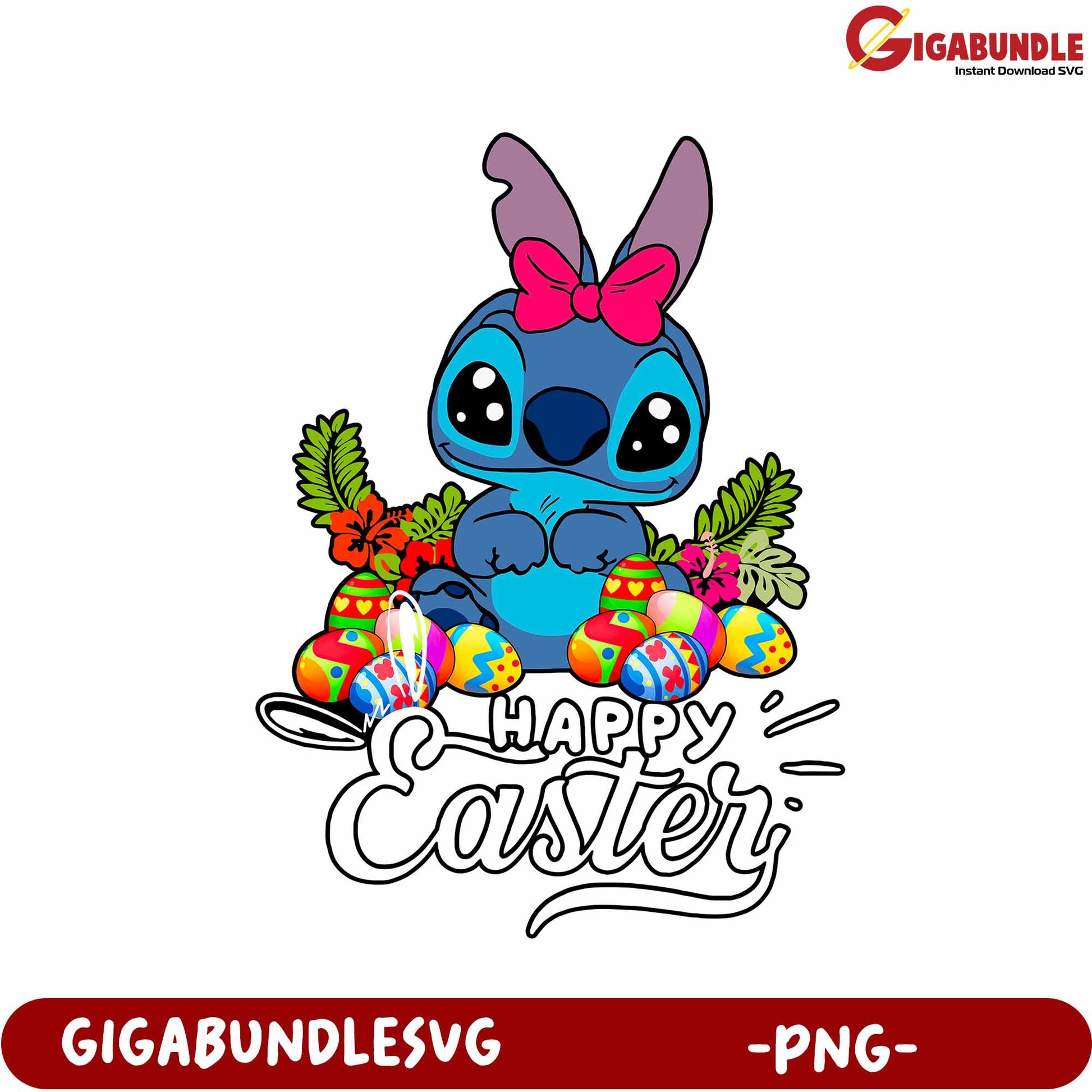 Colorful Easter Bunny with Eggs PNG Art for Creative Projects