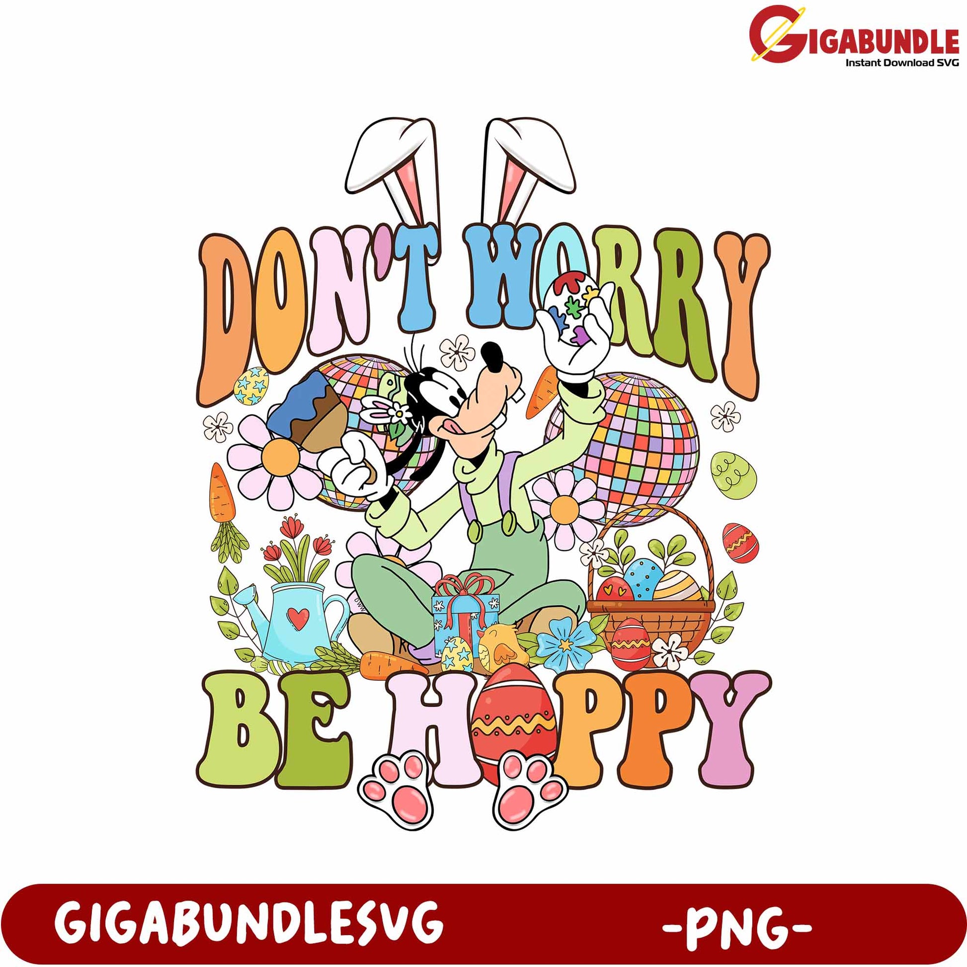 Colorful Easter Design Don't Worry Be Happy PNG Artwork