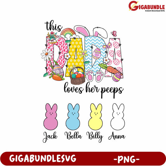 Colorful Easter Design This Mama Loves Her Peeps PNG Art