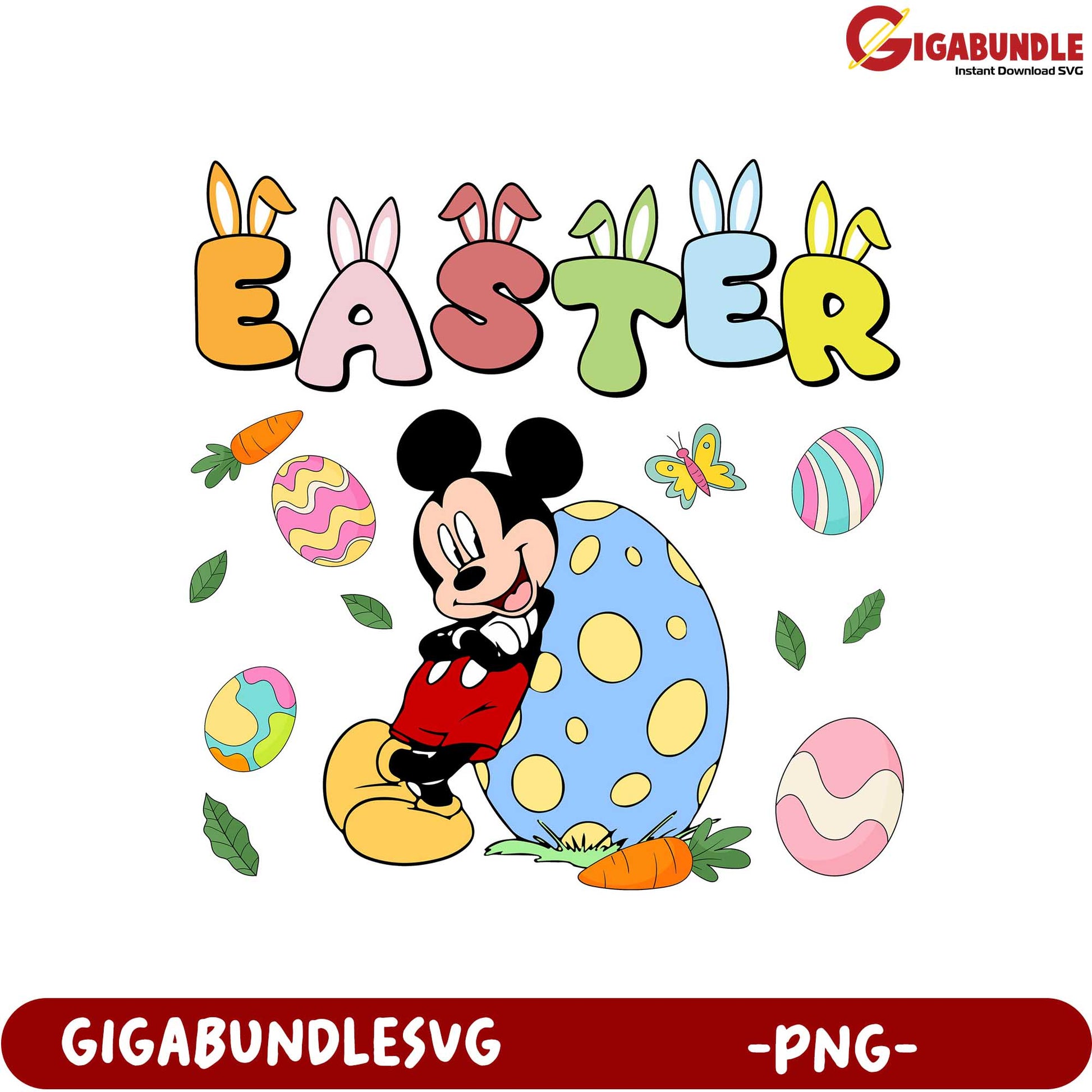 Colorful Easter Design with Mickey Mouse - PNG Product Download