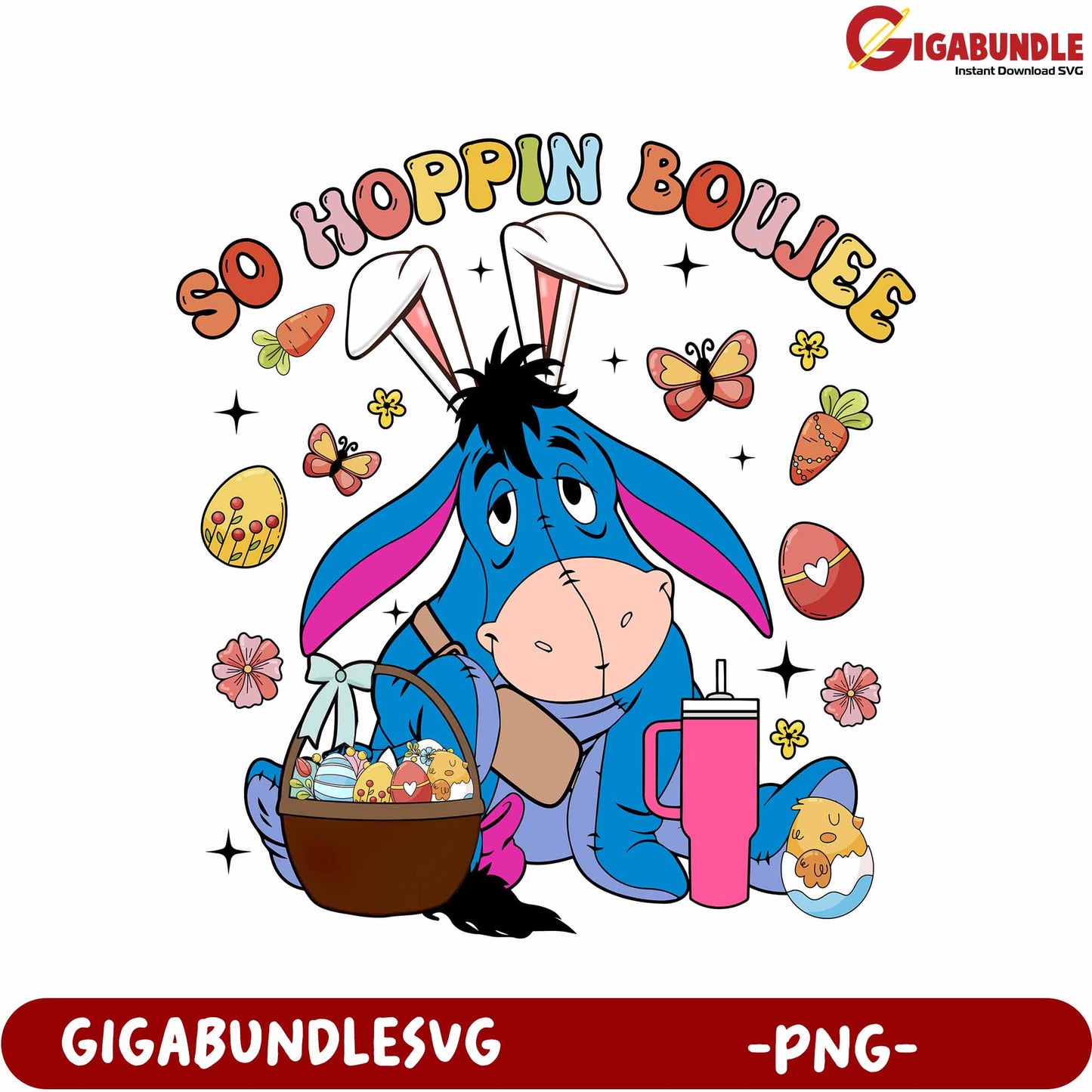 Colorful Easter Donkey Design for Fun PNG Products - Gigabundle