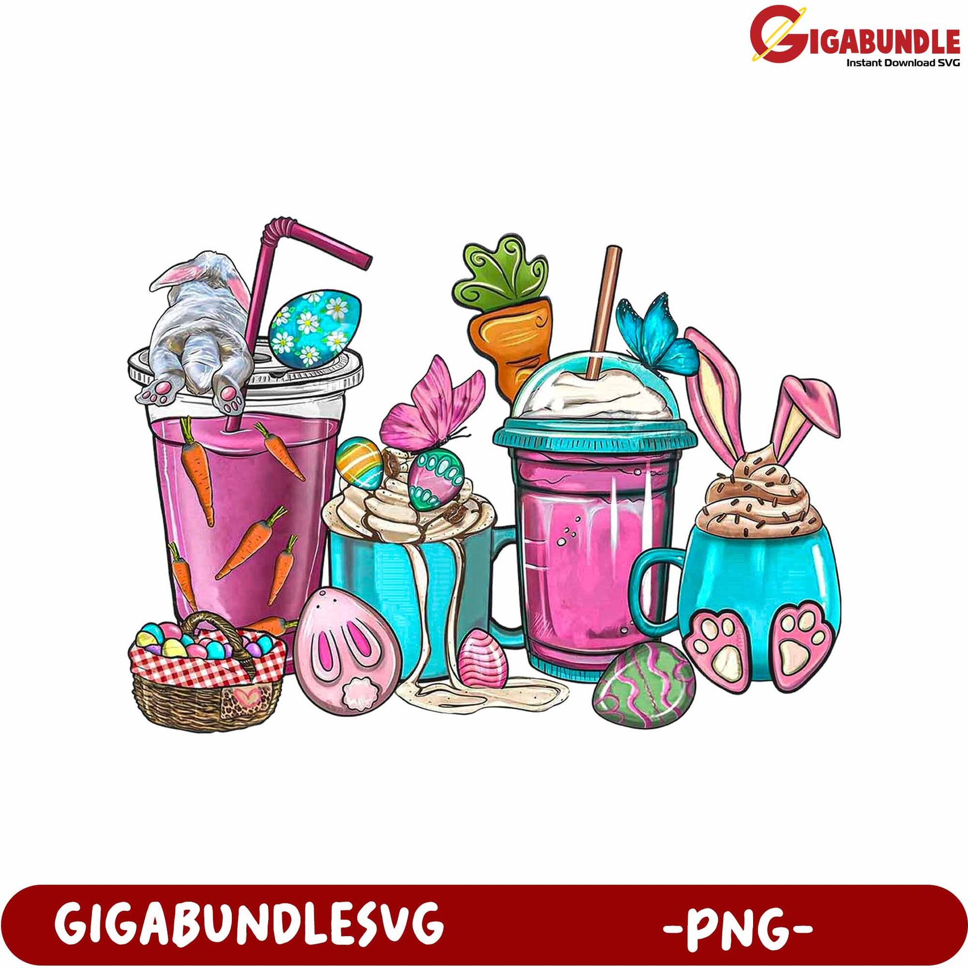 Colorful Easter Drinks and Treats PNG for Spring Celebrations