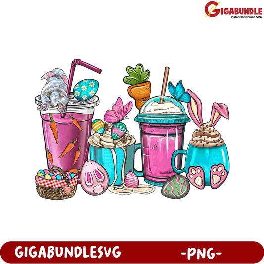 Colorful Easter Drinks and Treats PNG for Spring Celebrations