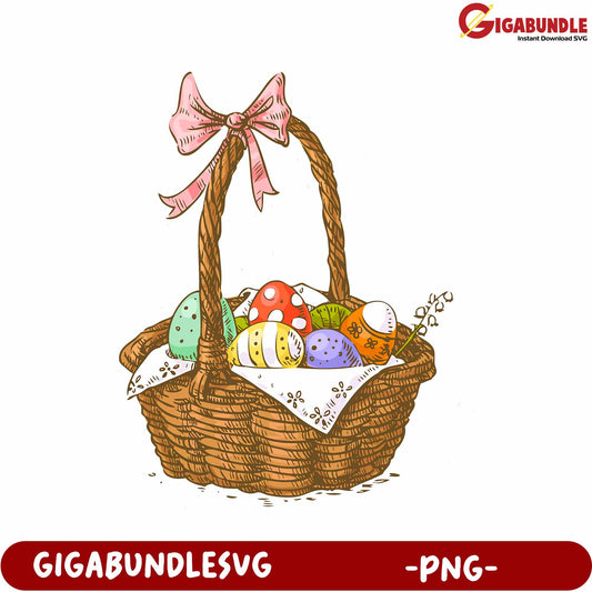 Colorful Easter Egg Basket PNG for Crafts and Decorations