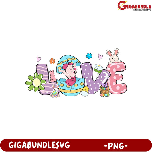 Colorful Easter Love Design PNG  Adorable Spring Artwork