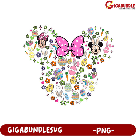 Colorful Easter PNG Design with Minnie and Mickey Mouse Elements