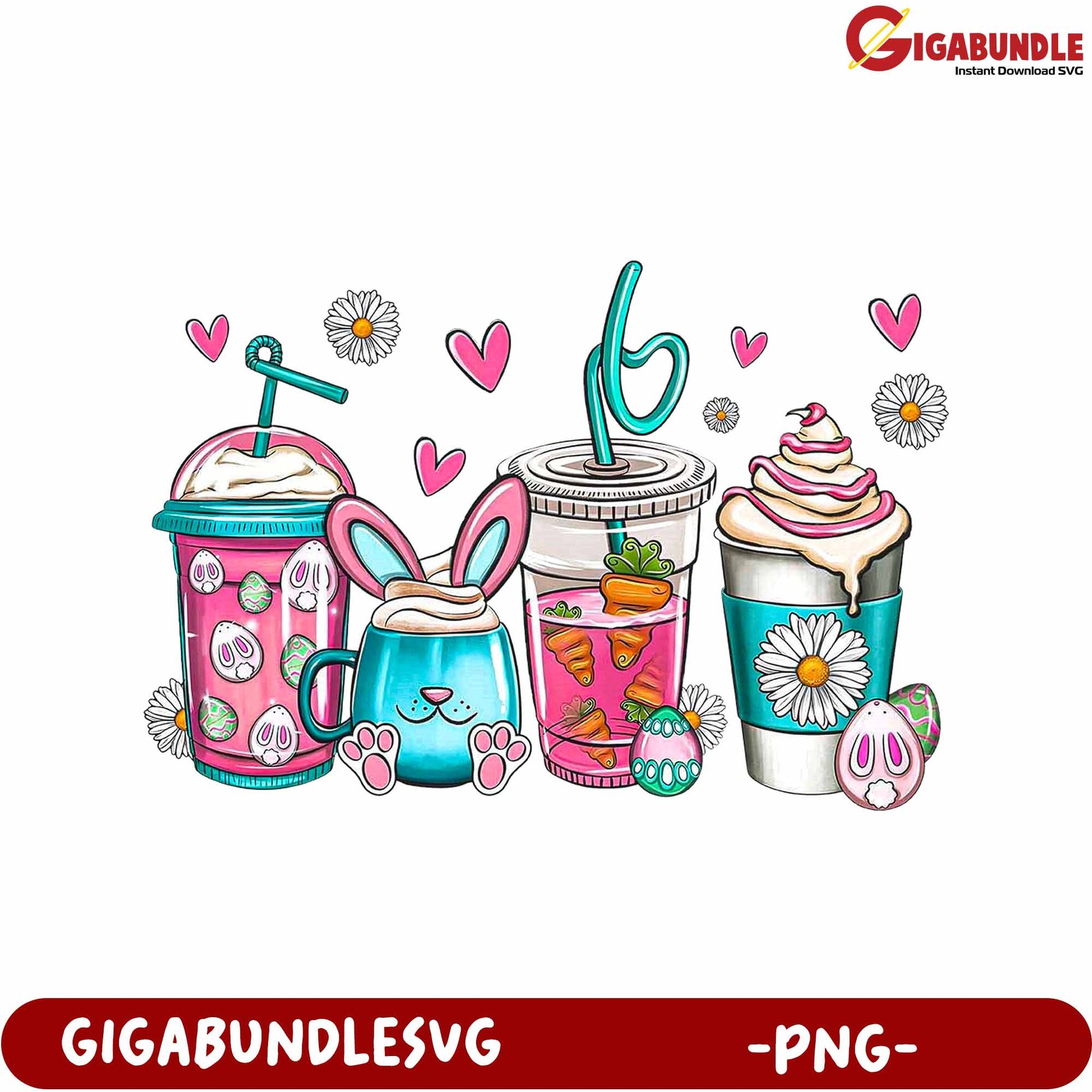 Colorful Easter Treats and Drinks PNG Design for Celebrations