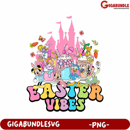Colorful Easter Vibes PNG with Disney Characters and Treats