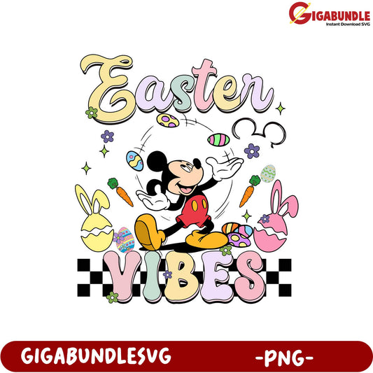 Colorful Easter Vibes PNG with Mickey Mouse Design for Spring