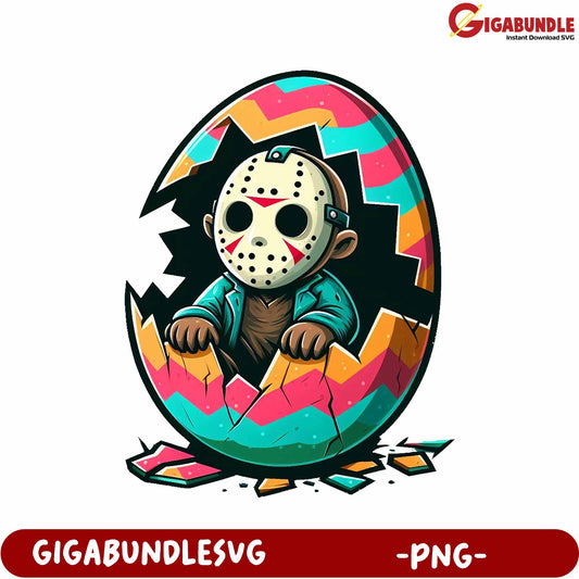 Colorful Egg Design with Creepy Character PNG Art Download