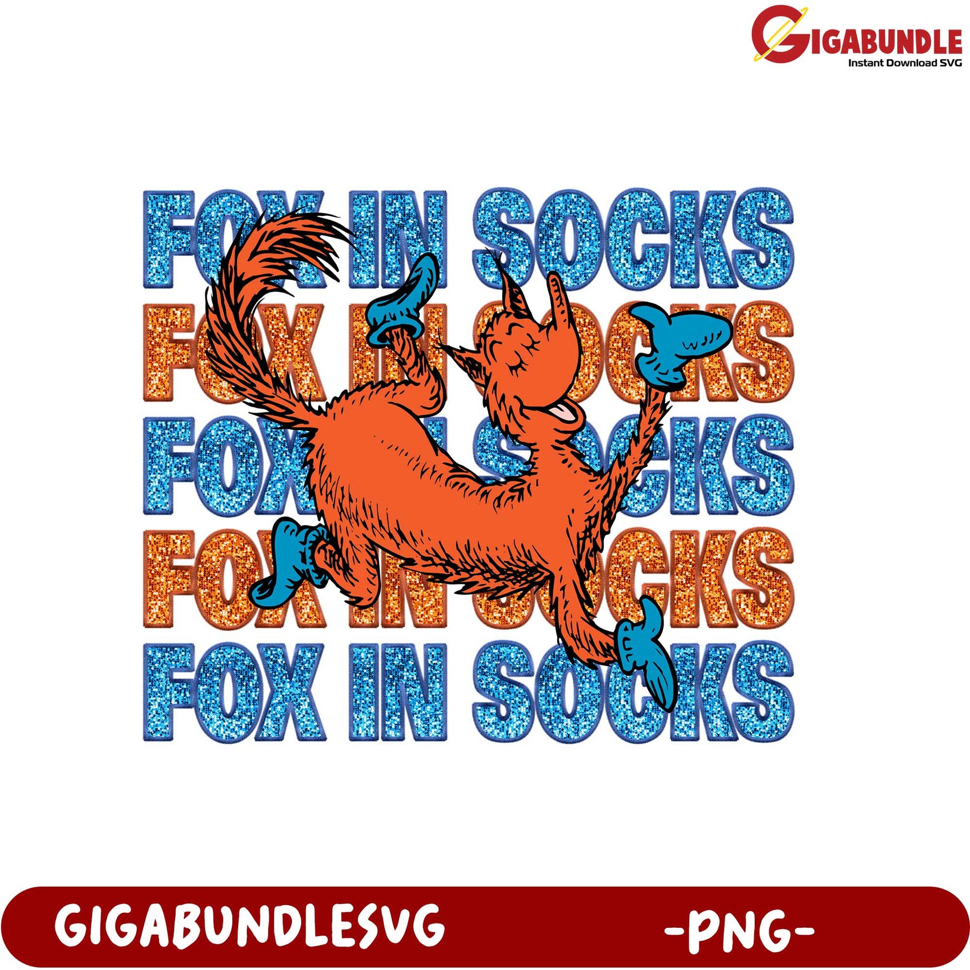 Colorful Fox in Socks PNG Design for Fun Crafts & Projects