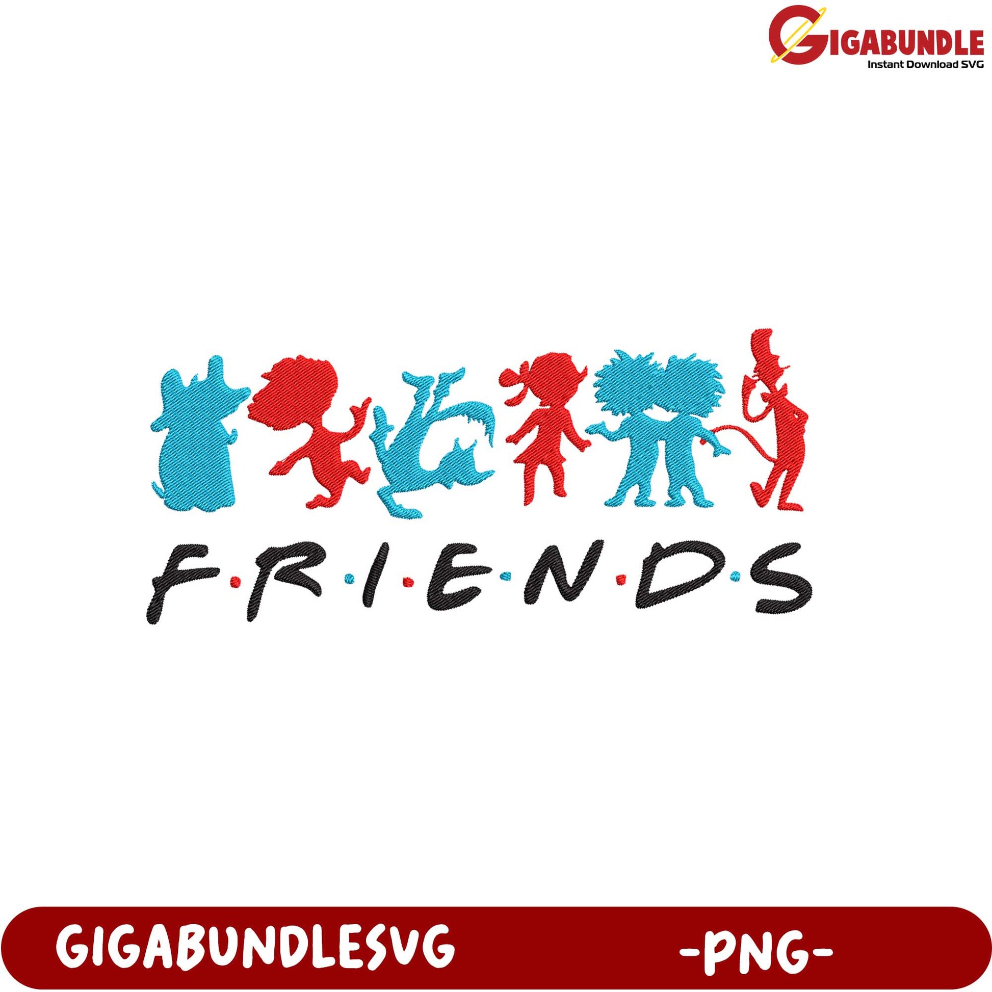 Colorful Friends Silhouette PNG Design for Creative Projects