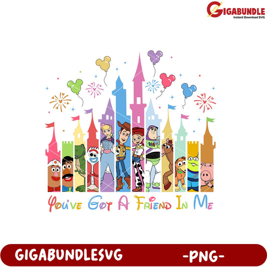 Colorful Friends Theme Castle PNG Artwork for Kids Fun