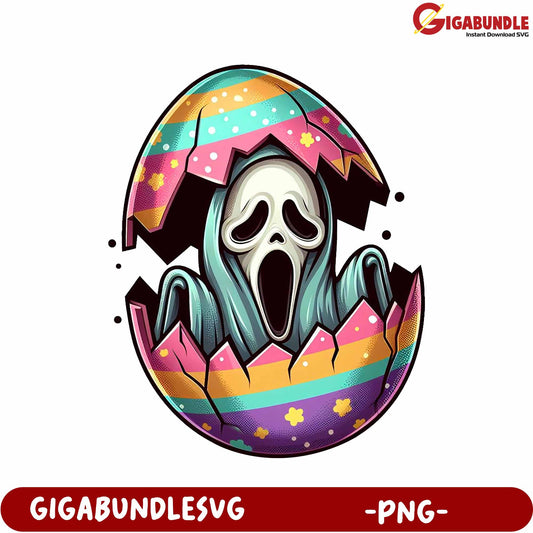 Colorful Ghost Emerging from Easter Egg PNG Art Design - GIGABUNDLE