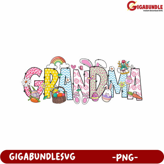 Colorful Grandma Art PNG Design for DIY Projects and Crafts