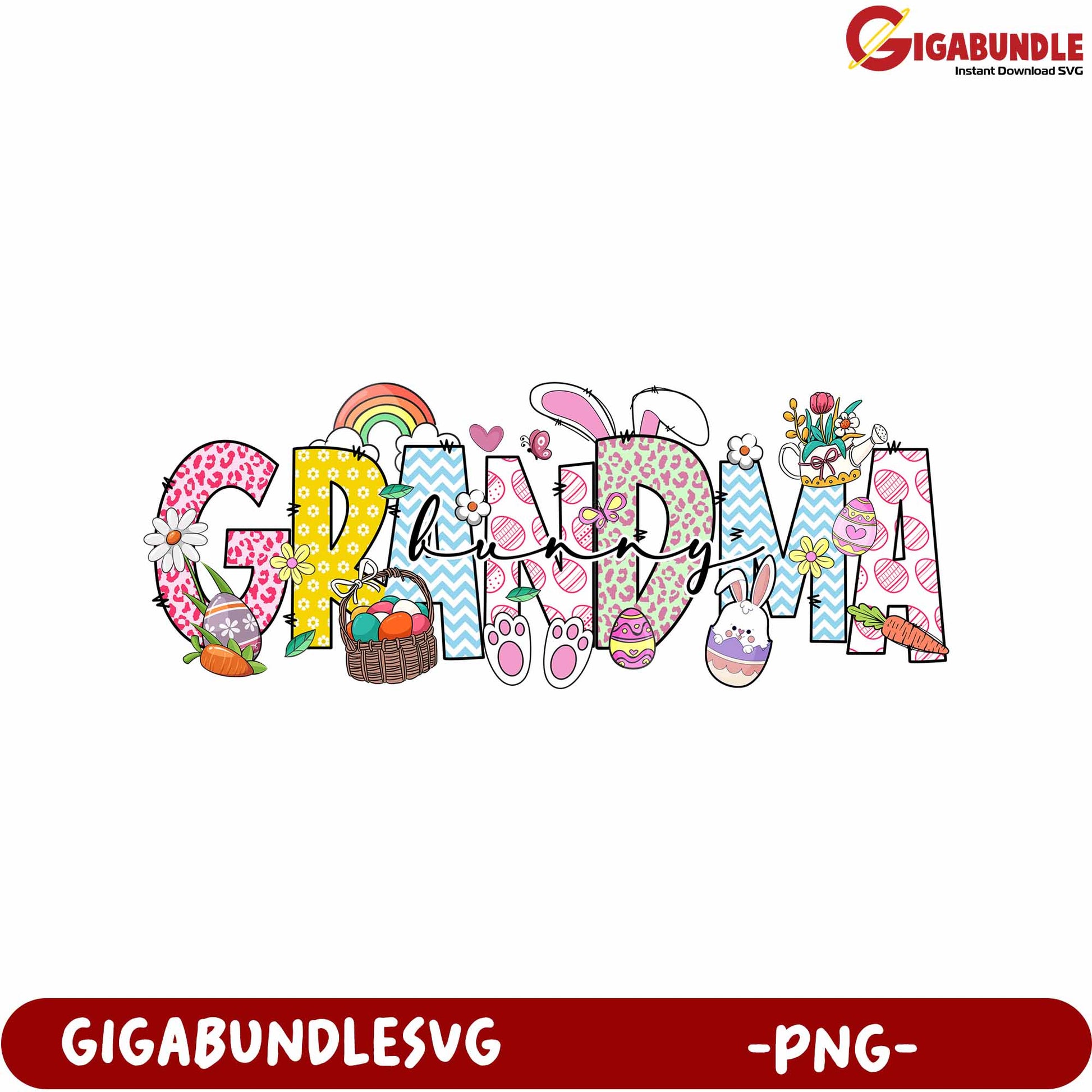 Colorful Grandma Design PNG for Spring Celebrations and Crafts