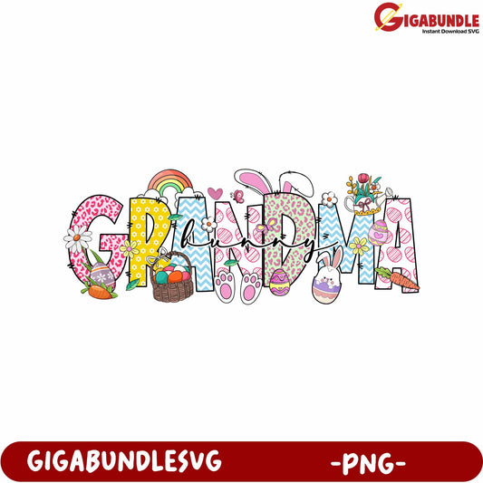 Colorful Grandma Design PNG for Spring Celebrations and Crafts